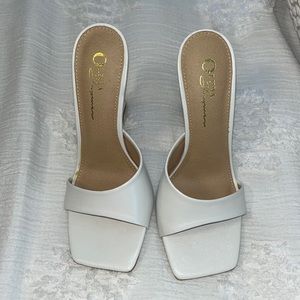 White sandal heels